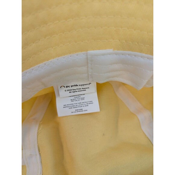 Gay Pride Apparel Bucket Hat – Yellow Cotton with Embroidered Rainbow – NWT - Picture 6 of 7